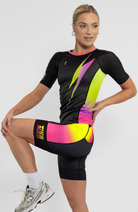 Coeur Sports Aero Tri Top Women's Sleeved Triathlon Aero Top in Voltage