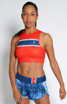Coeur Sports Run Crop Top Denim Women's Running Tech Crop