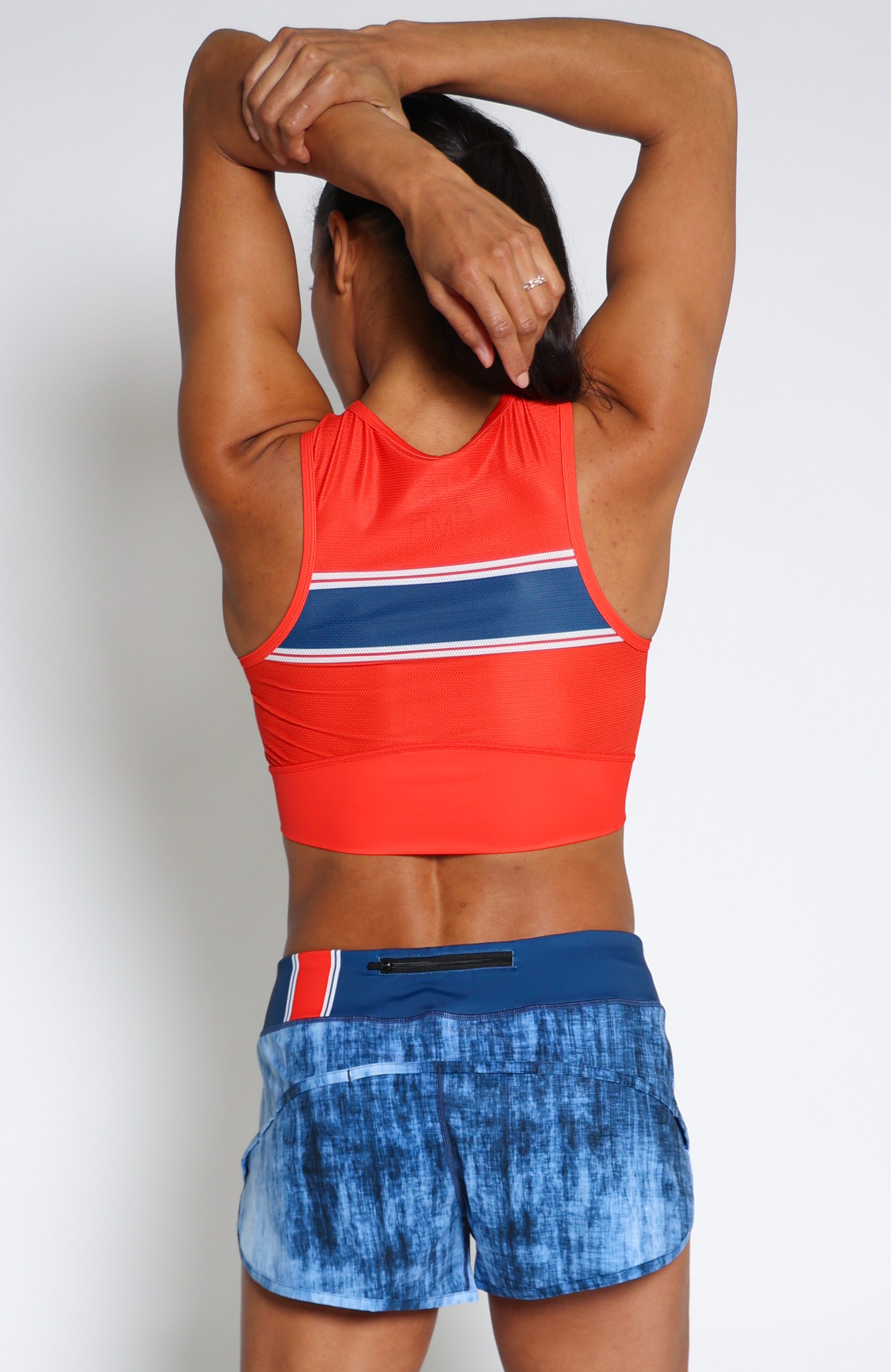 Coeur Sports Run Crop Top Denim Women's Running Tech Crop
