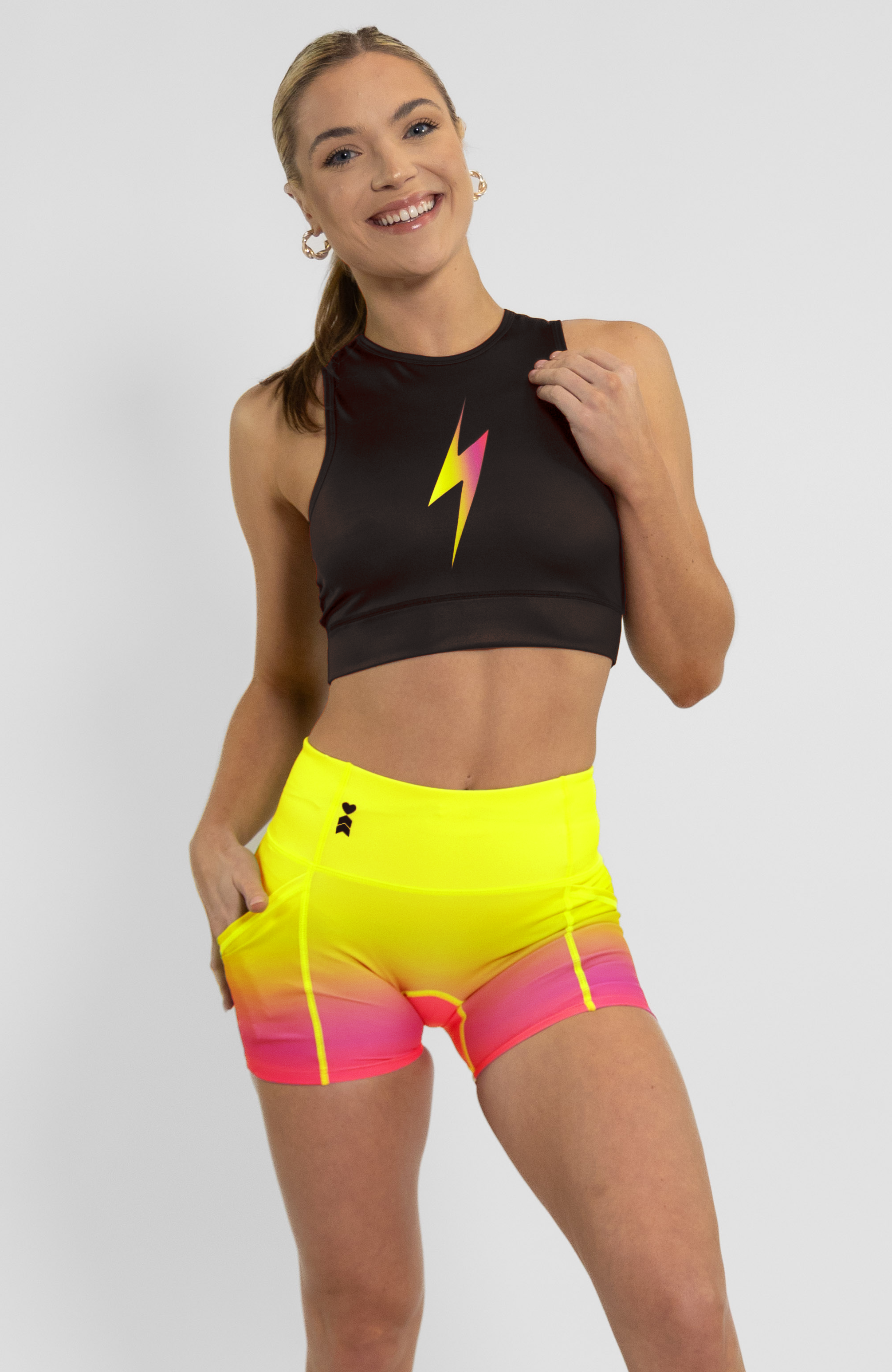 Coeur Sports Run Crop Top Running Tech Crop in Voltage