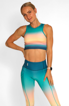 Coeur Sports Run Crop Top Solar Flare Women's Running Tech Crop